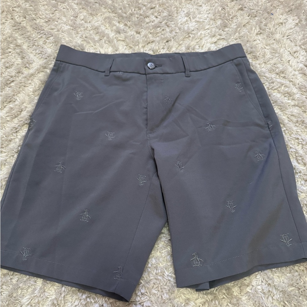 Men’s Original Penguin Charcoal Penguin Pattern Shorts